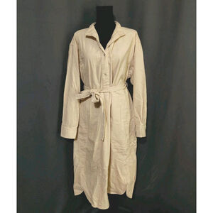 Uniqlo Corduroy Shirt Dress 100% Cotton Long Sleeve Belt Tie Button Up Sz Small